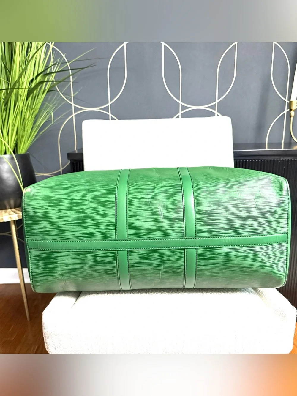 Authentic Louis Vuitton unisex Keepall 50 travel bag M42964 green Epi leather